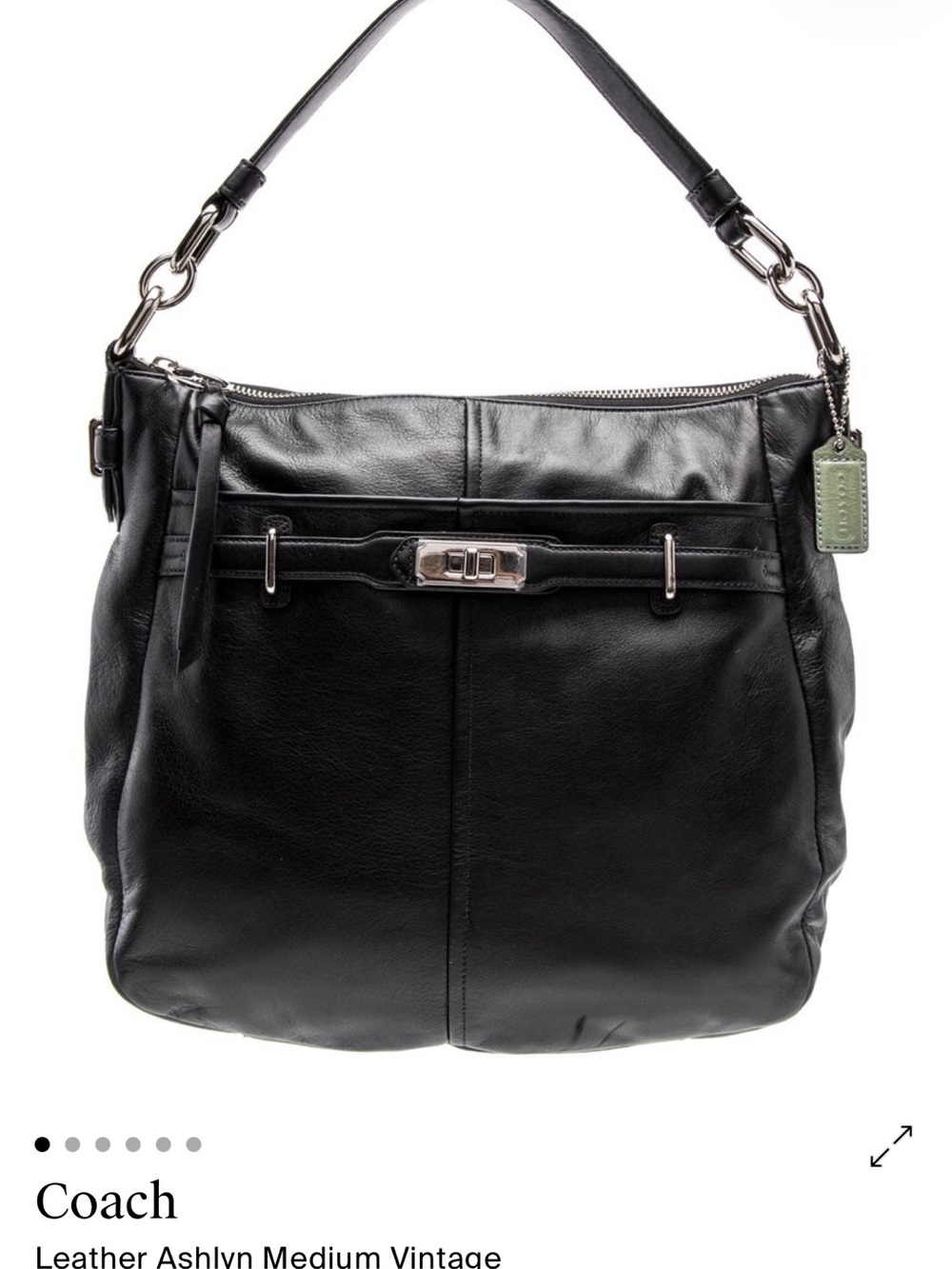 Coach Black Leather Shoulder Bag with Front Buckle
